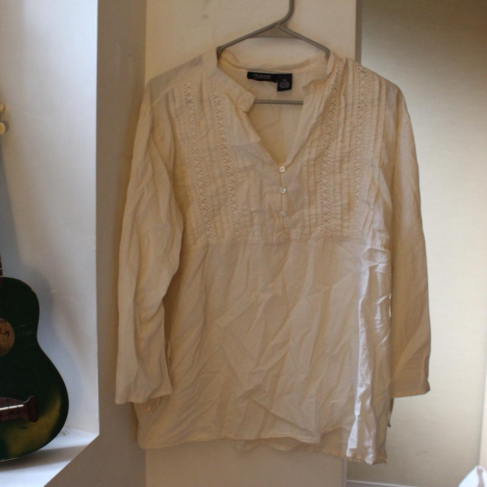 Cream Long Sleeve Blouse